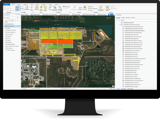 Configuración del control de versiones Branch en ArcGIS - Dispositivo que muestra ejemplo de trabajo en ArcGIS Pro. 